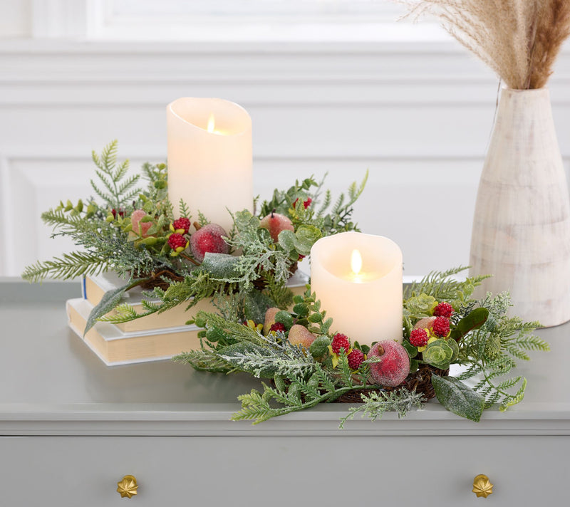 Set of 2 Beaded Fruit and Leaves Candle Rings by Valerie — Main view
