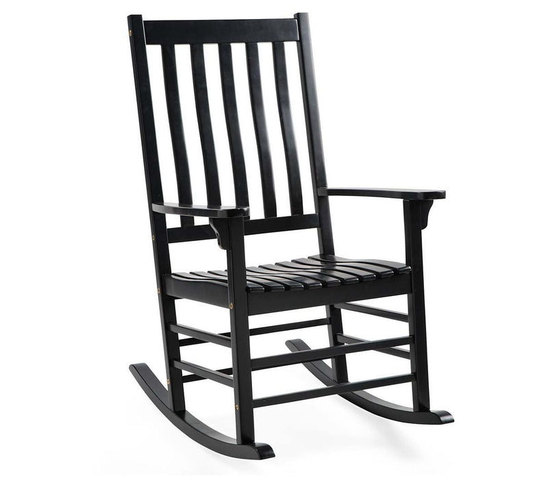 Evergreen Black Slatted Eucalyptus Wood Rocker — View 3