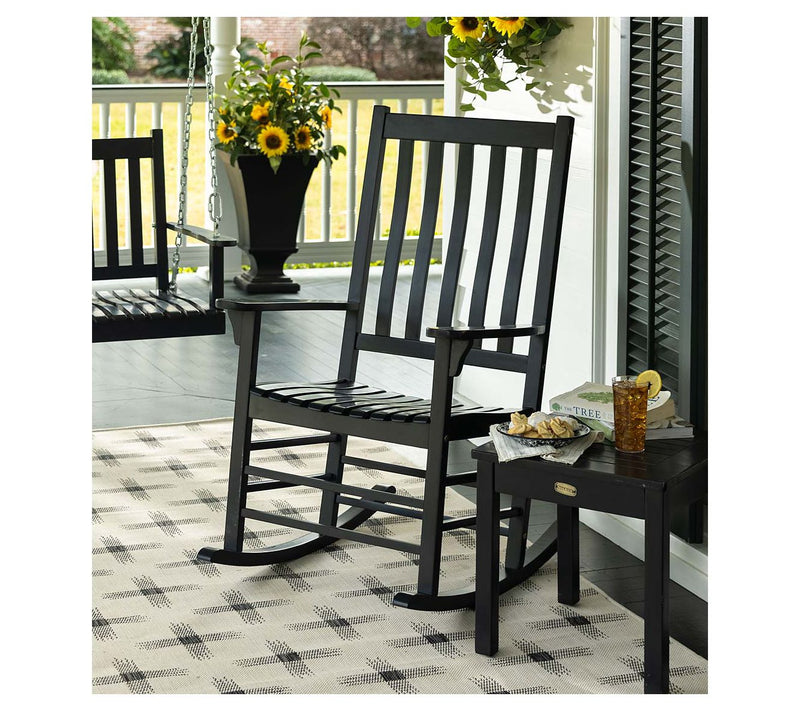 Evergreen Black Slatted Eucalyptus Wood Rocker — View 6