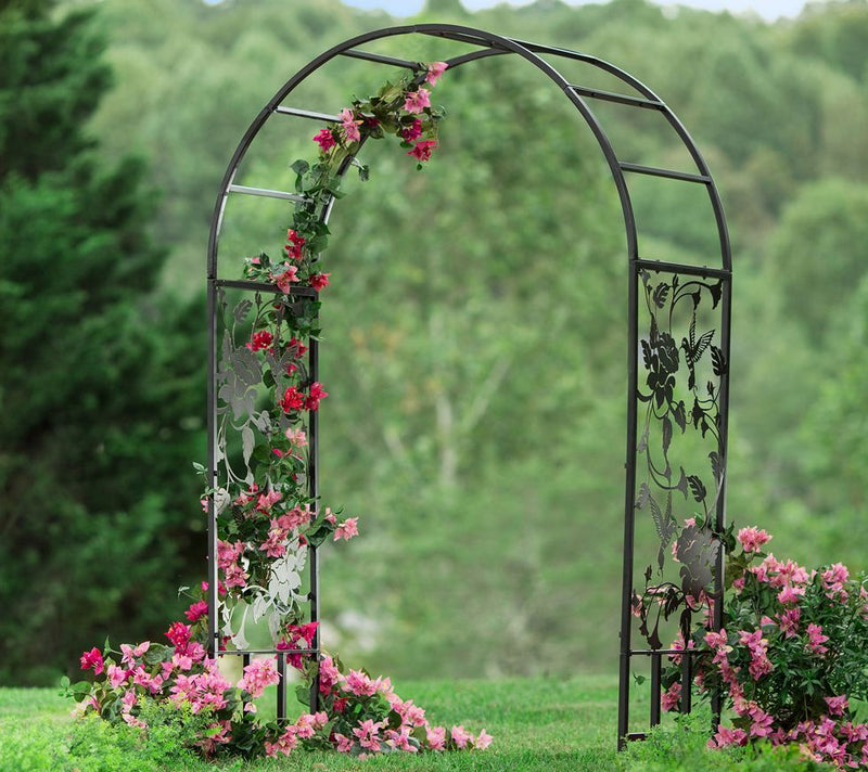 Evergreen Metal Arched Hummingbird Garden Arbor — View 7