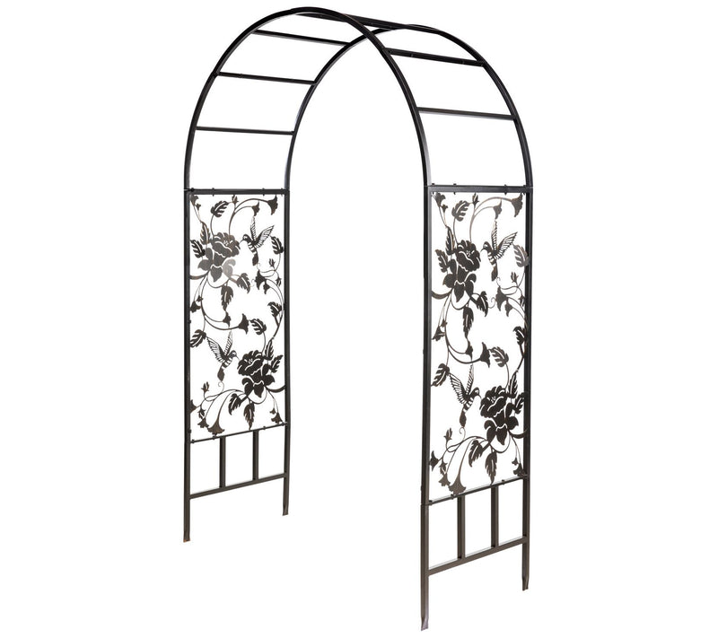 Evergreen Metal Arched Hummingbird Garden Arbor — View 3