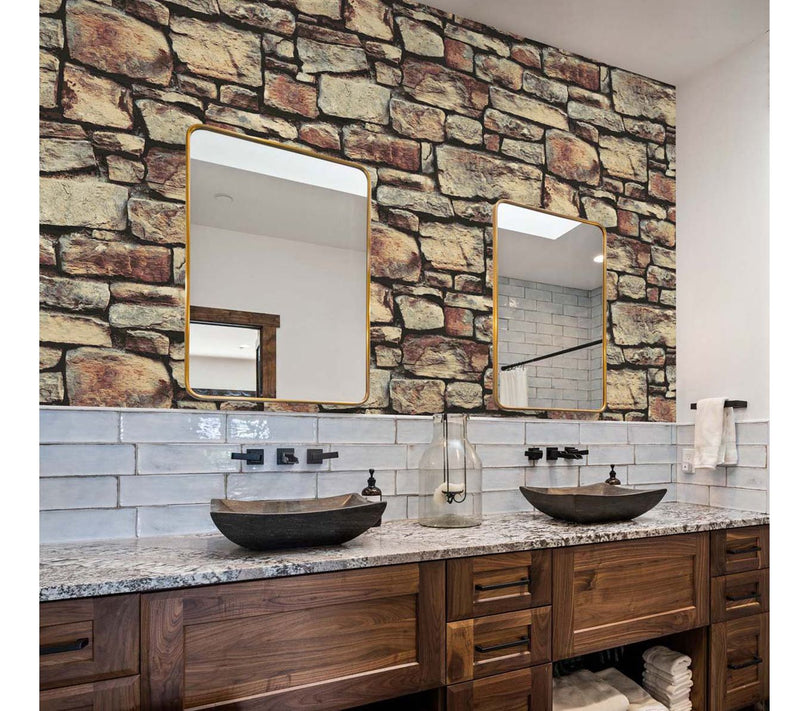 Arthouse Cornish Faux-Stone Peel-and-Stick Wallpaper — View 11
