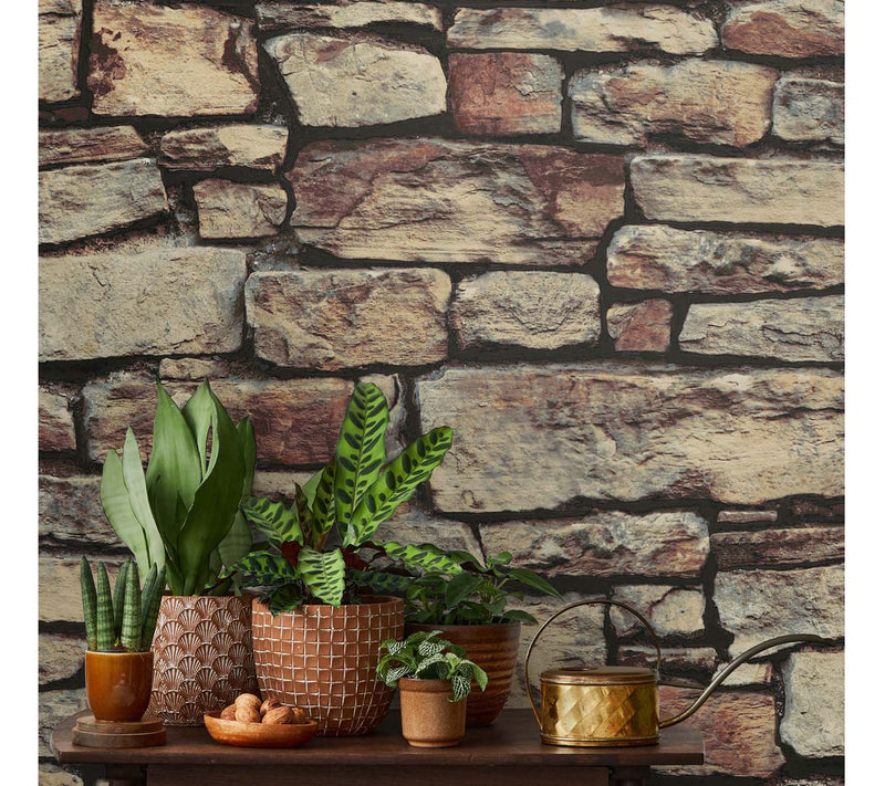 Arthouse Cornish Faux-Stone Peel-and-Stick Wallpaper — View 10