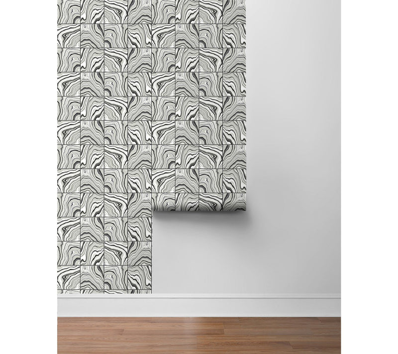 Lillian August Marbled Faux-Tile Peel-and-StickWallpaper — View 8