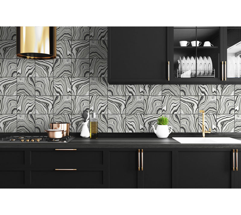 Lillian August Marbled Faux-Tile Peel-and-StickWallpaper — View 10