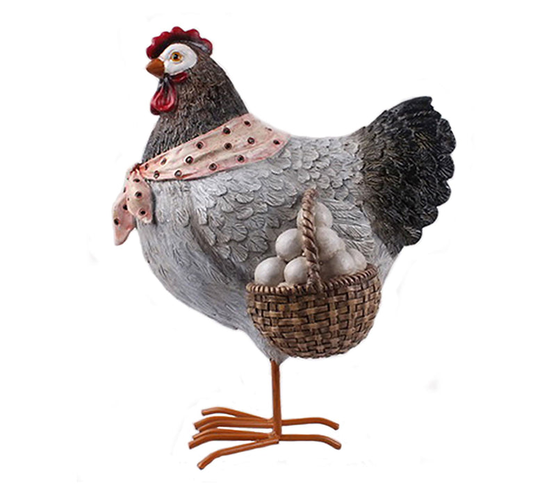 Santa's Workshop Inc. 10" Resin Hen with Basket of Eggs — Main view