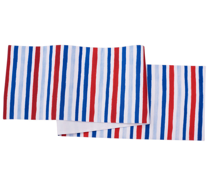 Watercolor Patriotic Stripe Table Runner by Valerie — View 3