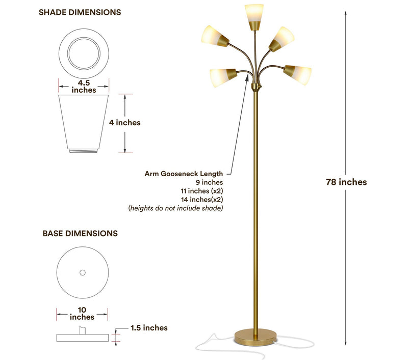 Brightech Medusa Modern 78 in. LED Multi-Head Floor Lamp — View 14