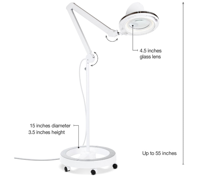Brightech Lightview Rolling Base LED 175% Magnifier Floor Lamp — View 12