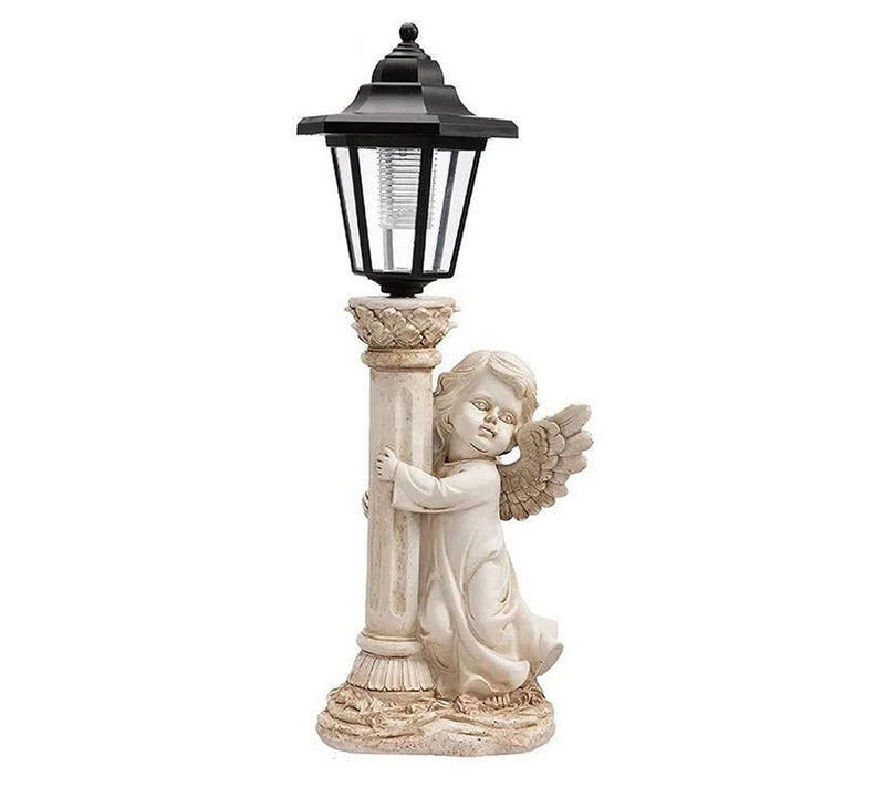 Santa's Workshop Inc. 11" Cherub Solar Light Po st — Main view