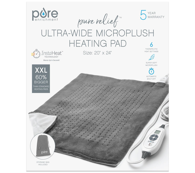 Pure Enrichment XXL Ultra-Wide Microplush Heati ng Pad — View 4