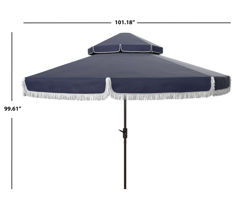 Safavieh Milan Fringe 9ft Double Top Crank Umbrella — View 6