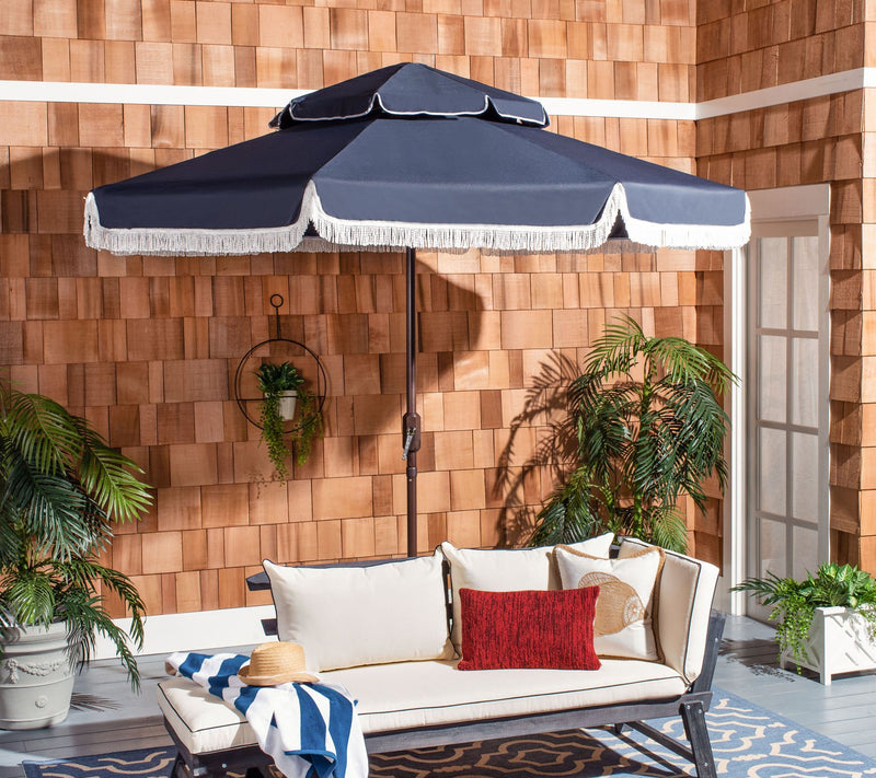 Safavieh Milan Fringe 9ft Double Top Crank Umbrella — View 10