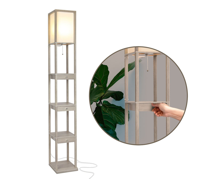 Brightech Maxwell Drawer 72" LED Shelf Floor Lamp — View 7