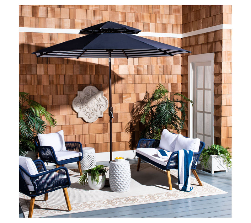 Safavieh Athens 9' Double Top Crank Umbrella — View 6