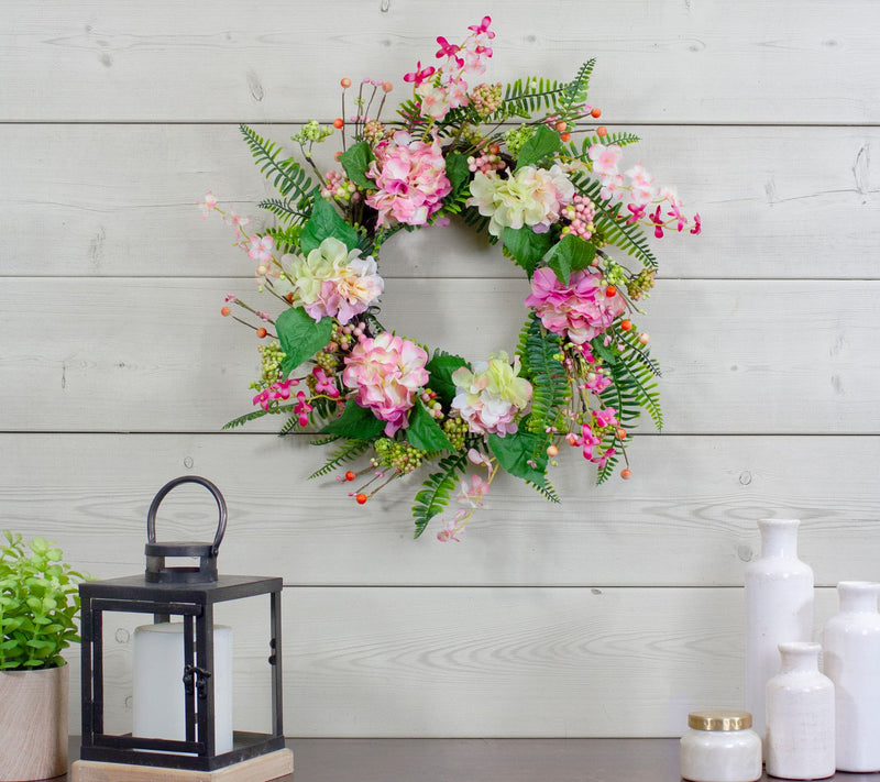 Northlight Hydrangea Berry & Fern Spring Floral Wreath 20" — View 6