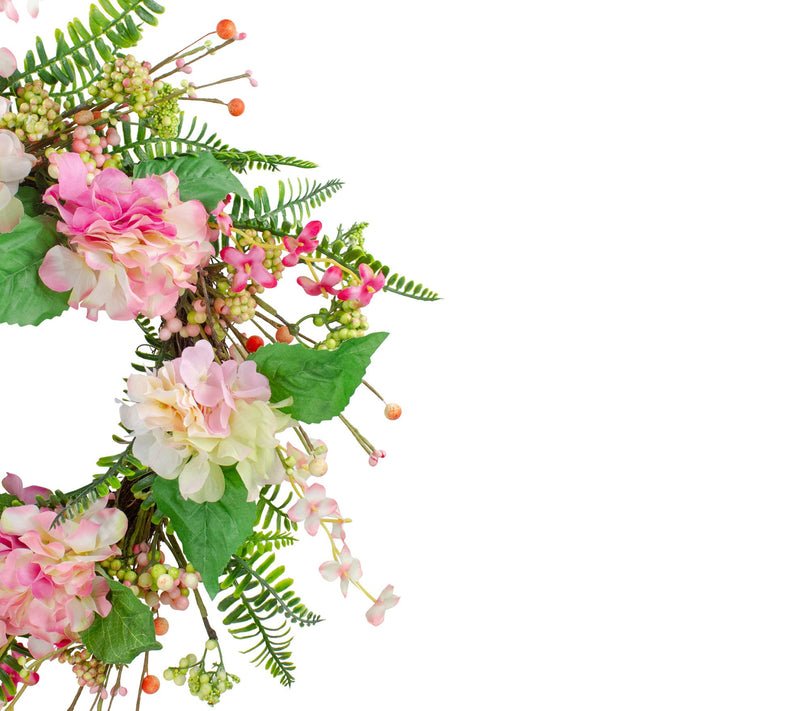 Northlight Hydrangea Berry & Fern Spring Floral Wreath 20" — View 4