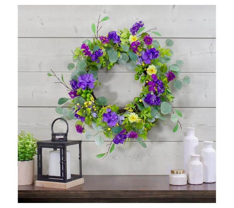 Northlight Eucalyptus & Hydrangea Berry Spring Wreath 23" — View 6