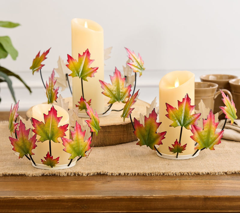 Set of 3 Harvest Leaves Metal Sphere Holders by Valerie — Main view