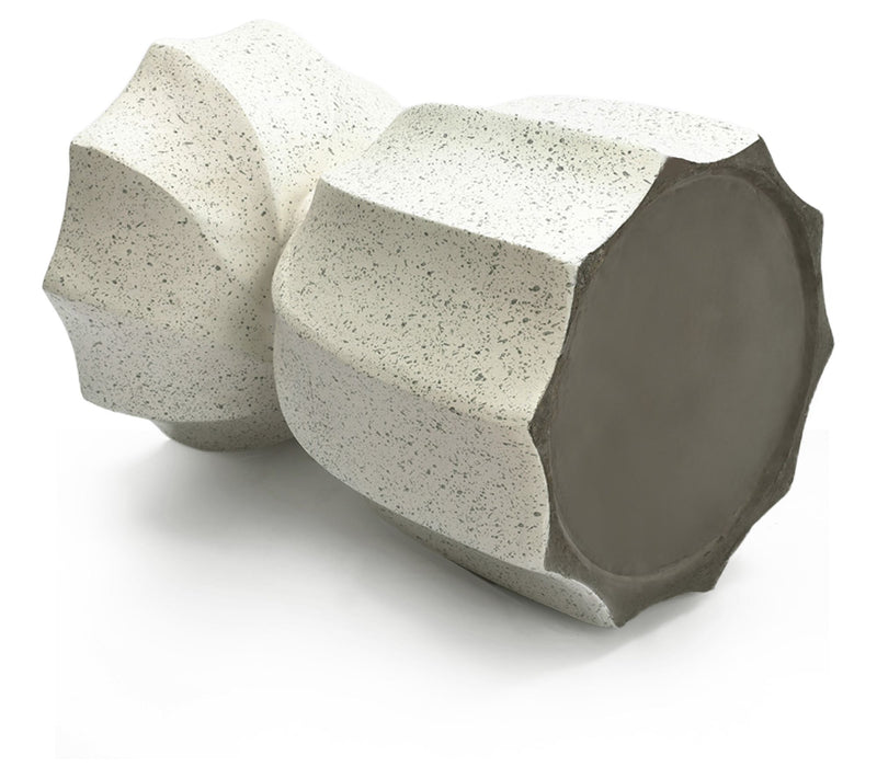 LuxenHome Off W hite with Gray Cement Hourglas s Side Table — View 9