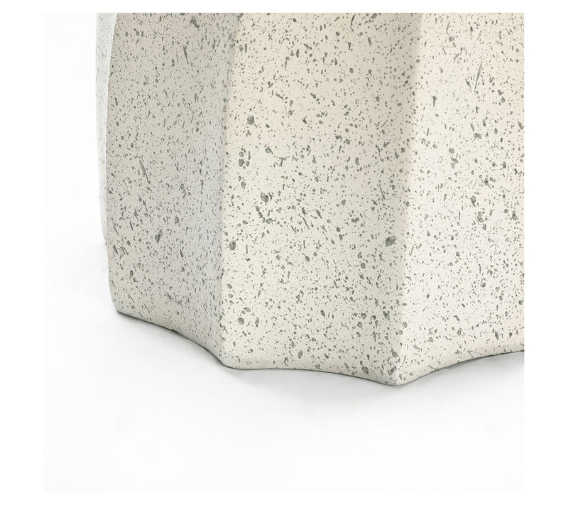LuxenHome Off W hite with Gray Cement Hourglas s Side Table — View 10