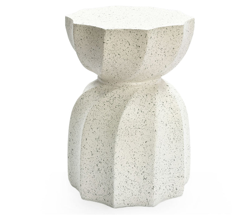 LuxenHome Off W hite with Gray Cement Hourglas s Side Table — Main view