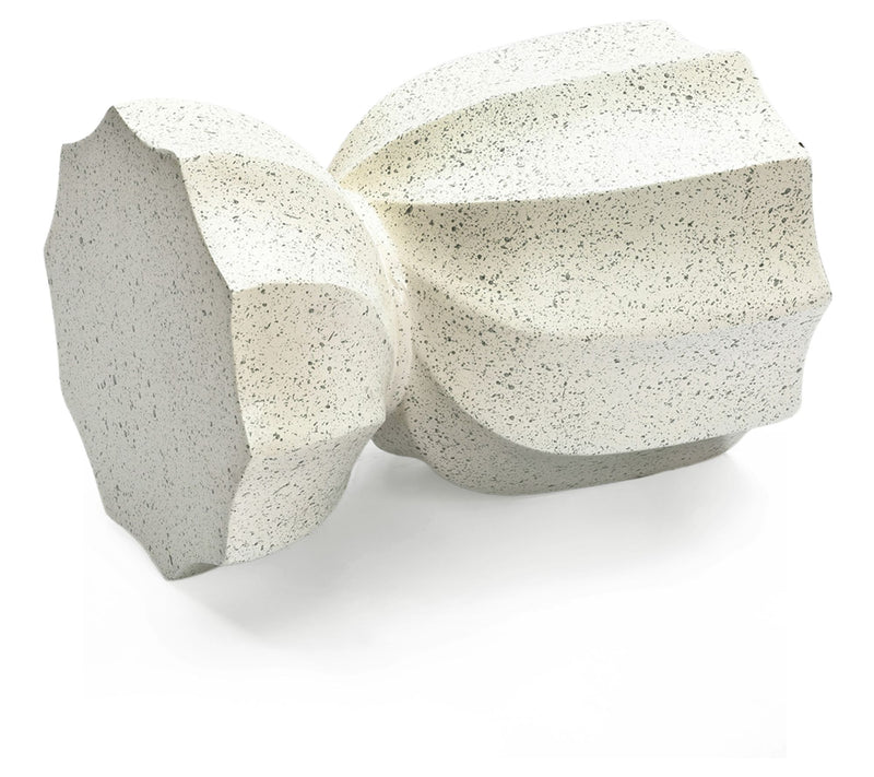 LuxenHome Off W hite with Gray Cement Hourglas s Side Table — View 8