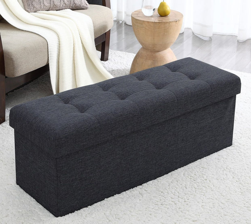Ornavo Home Foldable Tufted Linen Large Storage Ottoman Bench — View 9