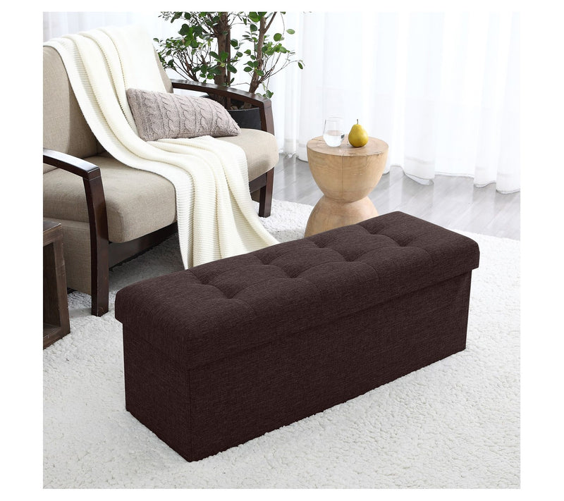 Ornavo Home Foldable Tufted Linen Large Storage Ottoman Bench — View 13