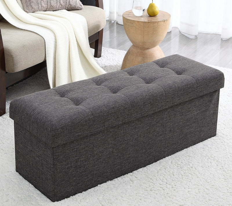 Ornavo Home Foldable Tufted Linen Large Storage Ottoman Bench — View 7