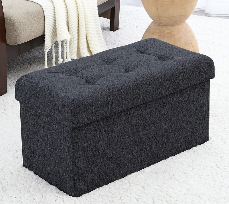 Ornavo Home Foldable Tufted Linen Storage Ottoman Bench — View 5