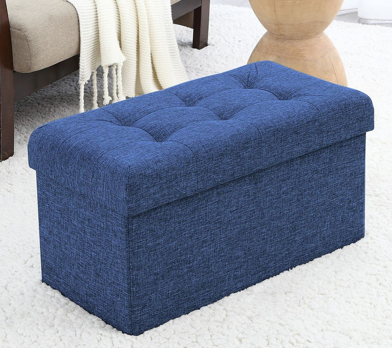Ornavo Home Foldable Tufted Linen Storage Ottoman Bench — View 11