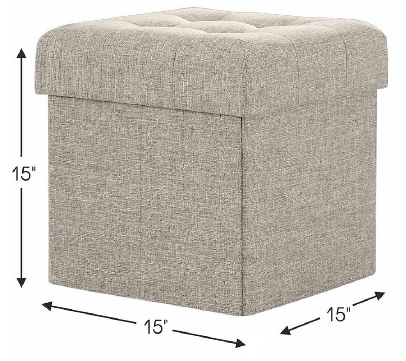 Ornavo Home Foldable Tufted Linen Square Cube Sorage Ottoman — View 14