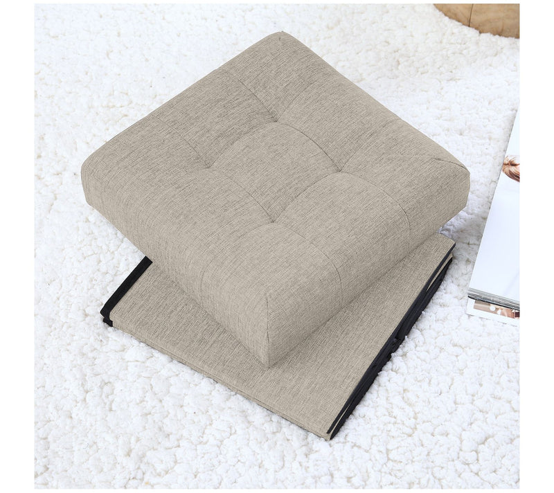 Ornavo Home Foldable Tufted Linen Square Cube Sorage Ottoman — View 13
