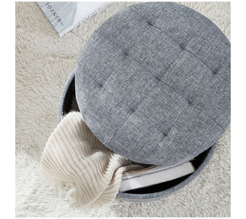 Ornavo Home Tufted Round Storage Ottoman with Rmovable Lid — View 11