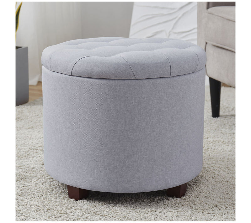 Ornavo Home Tufted Round Storage Ottoman with Rmovable Lid — View 9