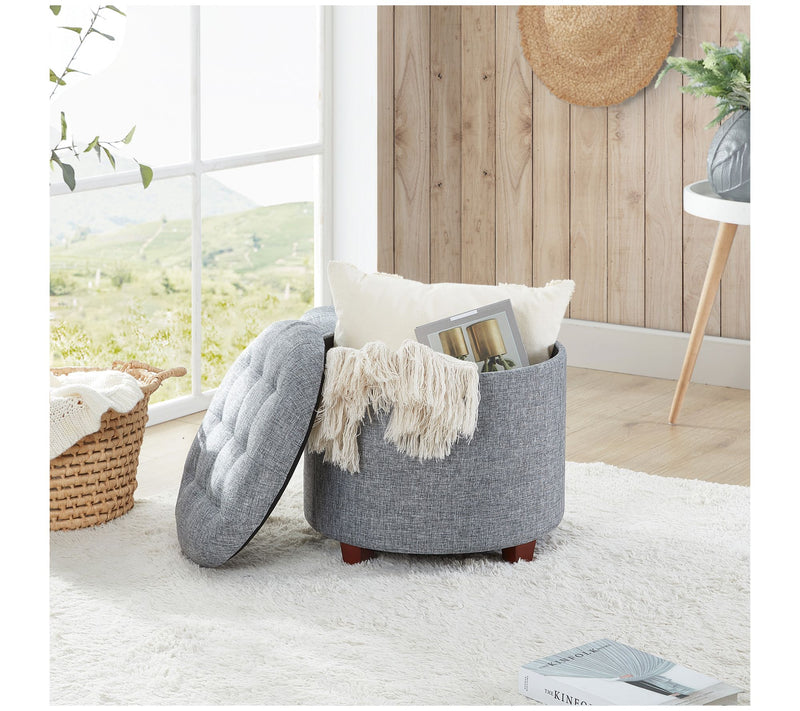 Ornavo Home Tufted Round Storage Ottoman with Rmovable Lid — View 13