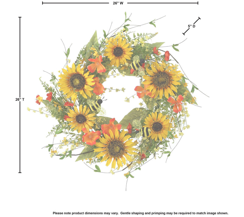 Sunflower And Honey Bee Wreath 26" by Valerie — View 4
