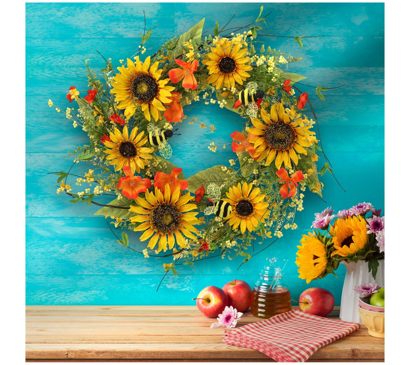 Sunflower And Honey Bee Wreath 26" by Valerie — View 7