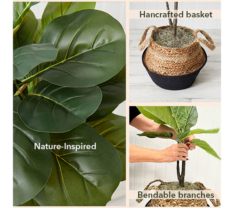 Nearly Natural 3' Faux Fiddle Leaf Fig Tree w/ Basket DIY Kit — View 11