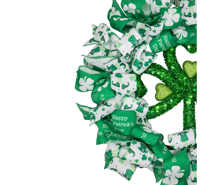 Northlight Shamrocks & Ribbons St. Patrick's Day Wreath 24" — View 4