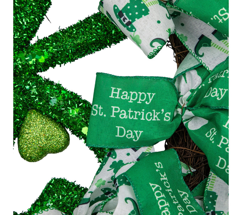 Northlight Shamrocks & Ribbons St. Patrick's Day Wreath 24" — View 5