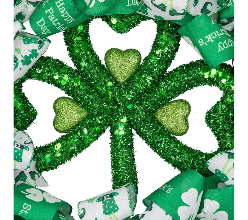 Northlight Shamrocks & Ribbons St. Patrick's Day Wreath 24" — View 7