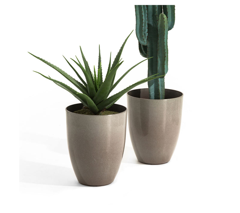 Glitzhome Oversized Faux Ceramic Tall Bowl Pot Planters S/2 — View 5