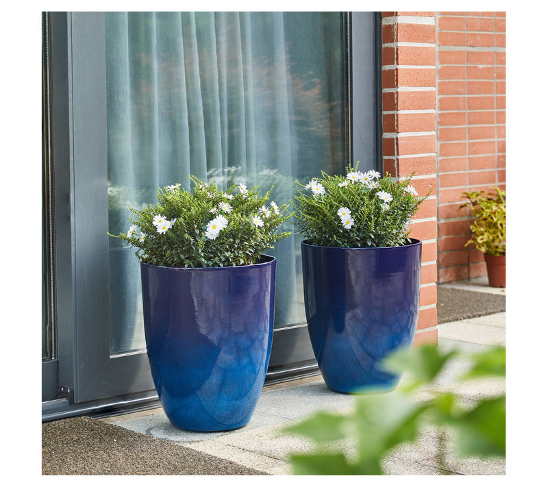 Glitzhome Oversized Faux Ceramic Tall Bowl Pot Planters S/2 — View 7
