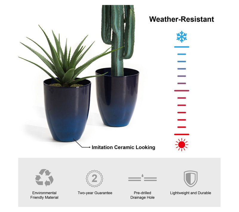 Glitzhome Oversized Faux Ceramic Tall Bowl Pot Planters S/2 — View 10