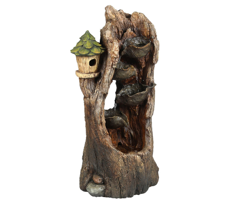 LuxenHome Resin Tree and Birdhouse Lighted Outdoor Fountain — View 4