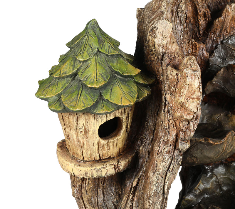 LuxenHome Resin Tree and Birdhouse Lighted Outdoor Fountain — View 8
