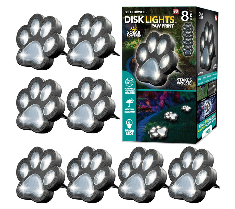 Bell + Howell 6 LED Outdoor Solar Powered Paw Dsk Lights 8pk — Main view