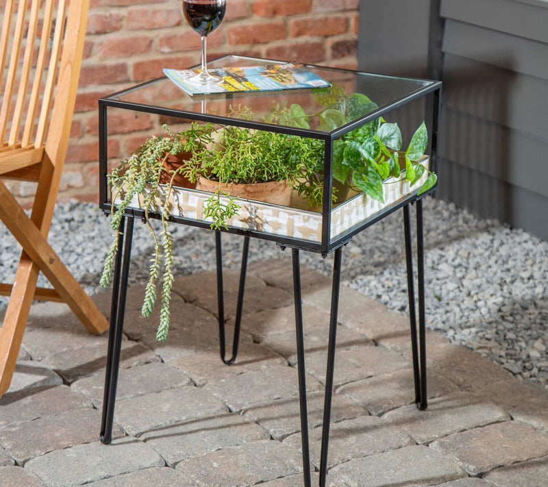 Barbara King 26 " Metal Glass P otting Table wi th Planter Dish — View 6
